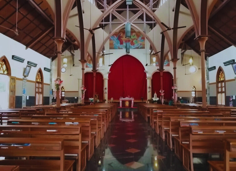 Cast iron gothic windows at Good Shepherd Church, Mullassery, Thrissur