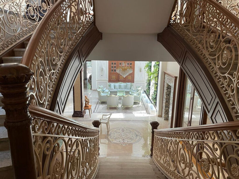 Cast aluminium balcony railings in a residence